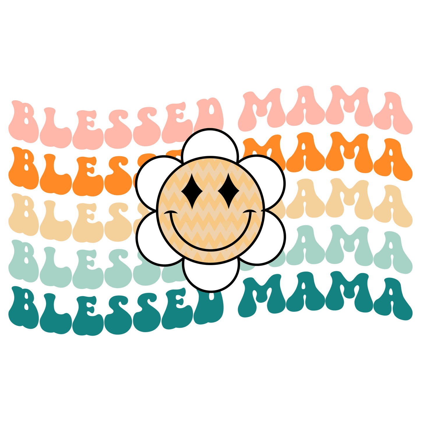 Retro Blessed Mama Design - DTF Ready To Press