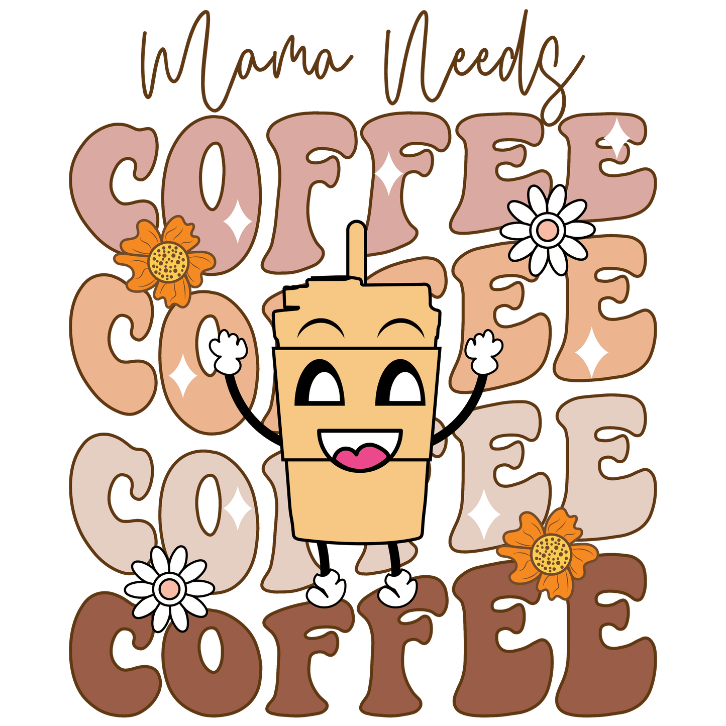 Mama Needs Coffee Design - DTF Ready To Press