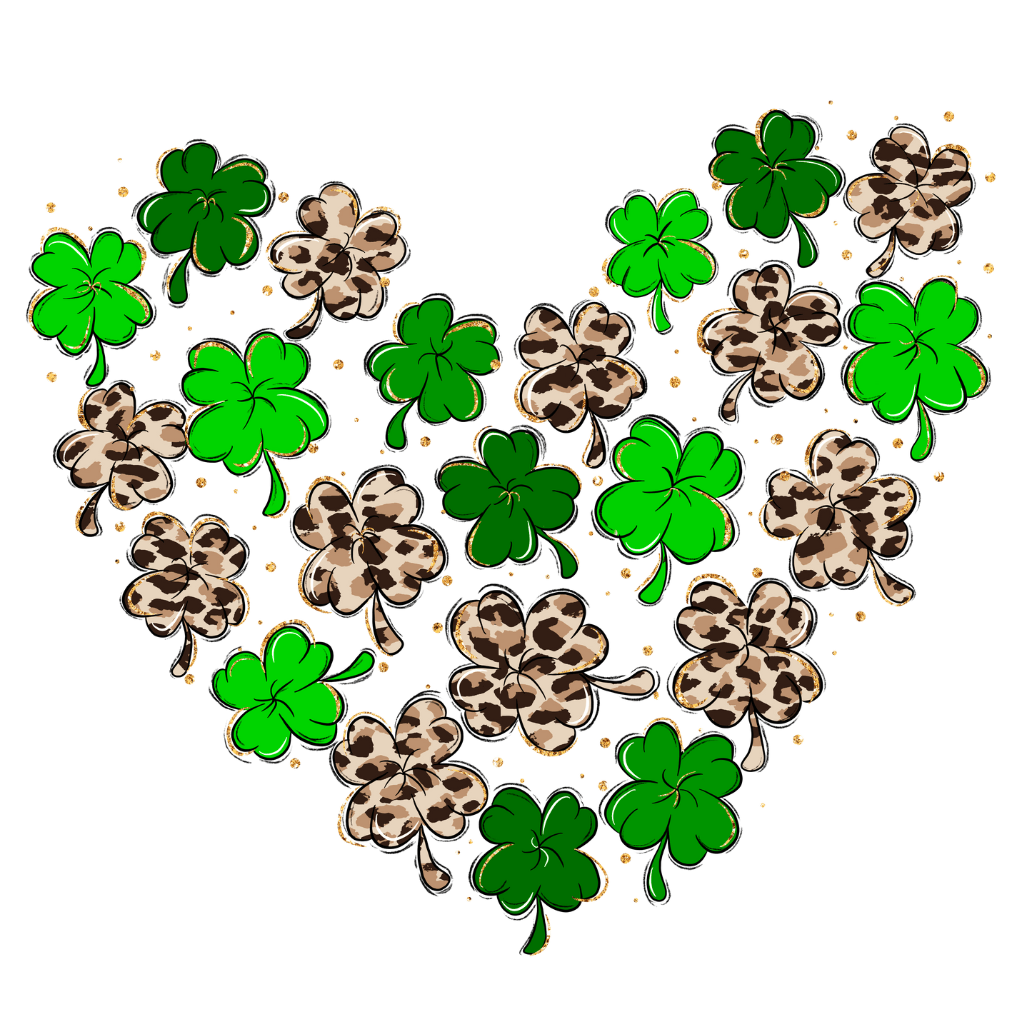 Saint Patricks Day Love Clover Design - DTF Ready To Press