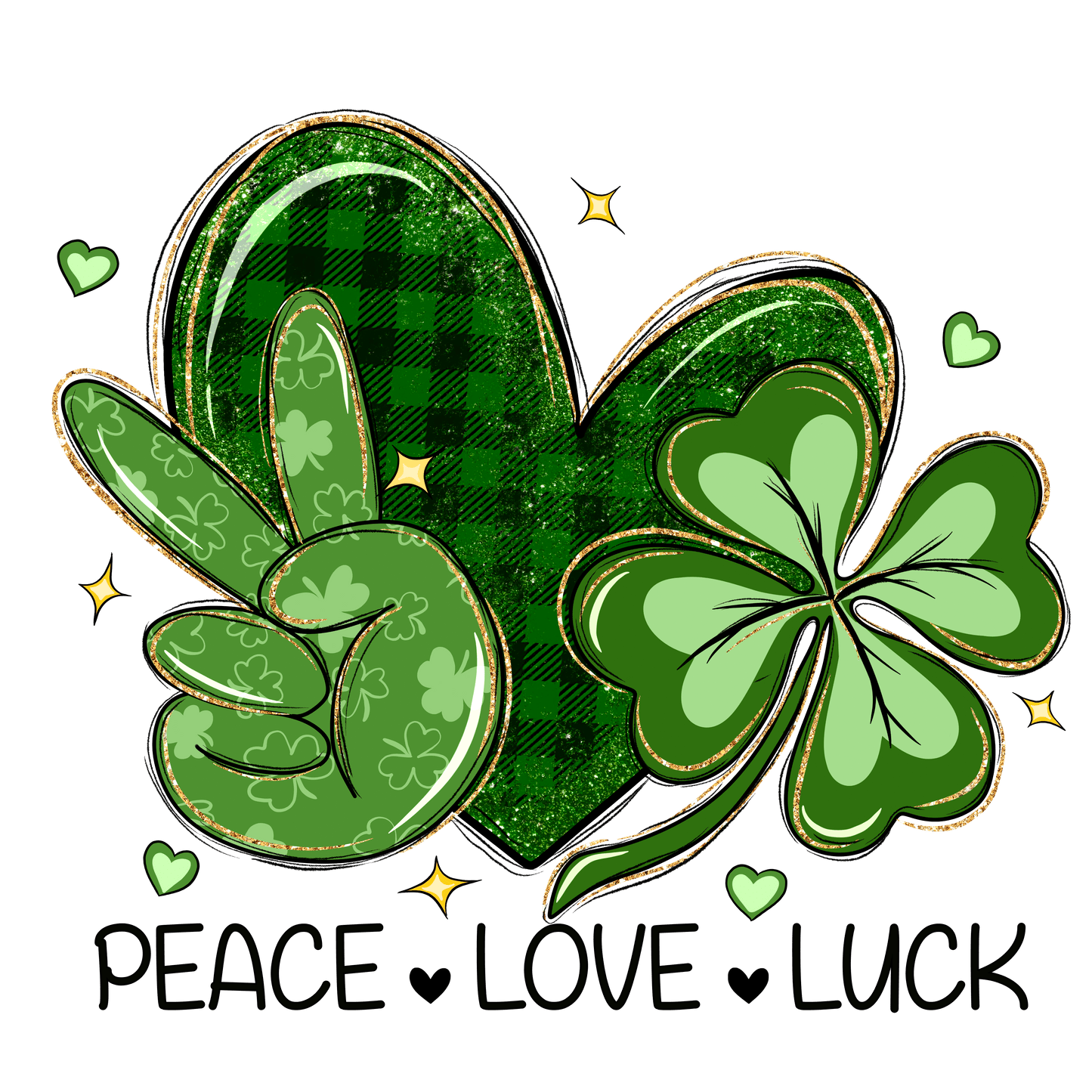 Peace Love Luck Saint Patrick's Day Design - DTF Ready To Press