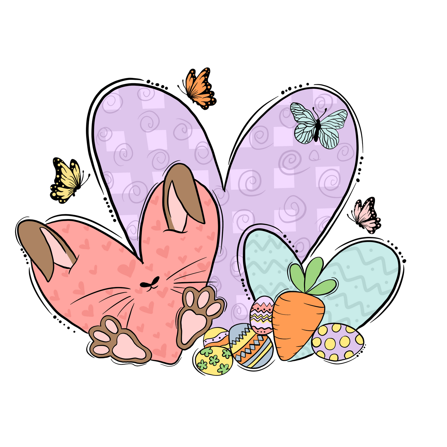 Easter Cute Bunny Heart Design - DTF Ready To Press