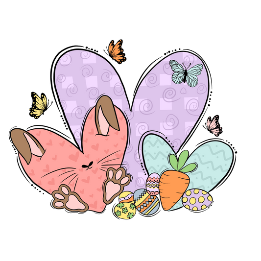 Easter Cute Bunny Heart Design - DTF Ready To Press