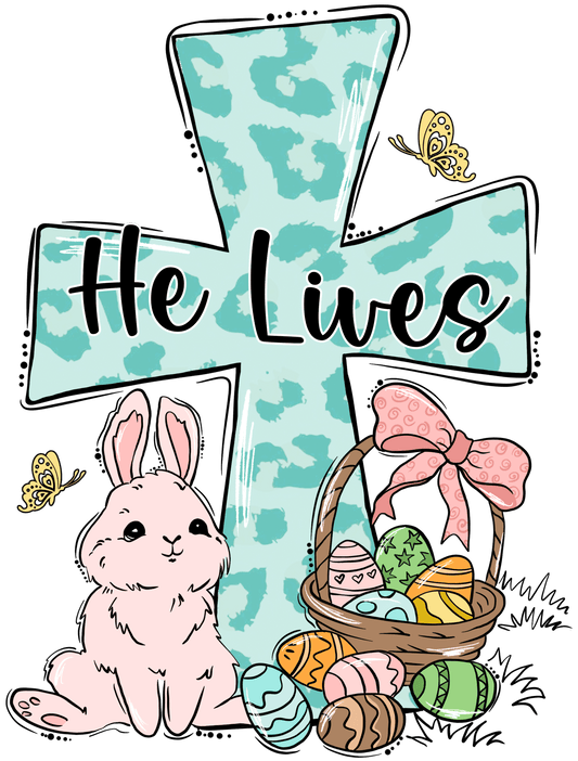 He Lives Easter Bunny Design - DTF Ready To Press