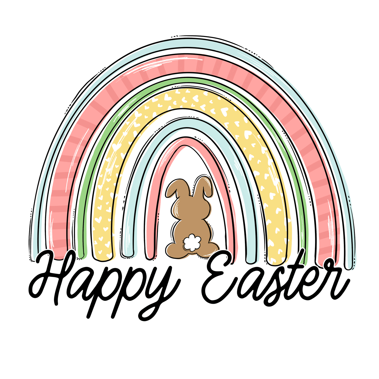Happy Easter Bunny Rainbow Design - DTF Ready To Press
