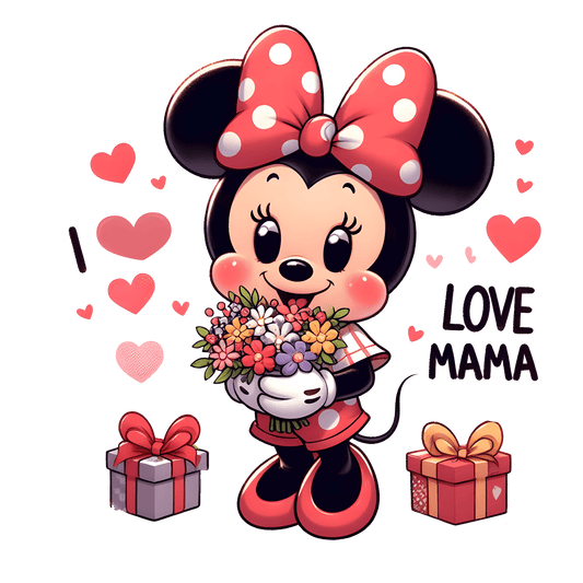 I Love Mom Minnie Mouse Design - DTF Ready To Press