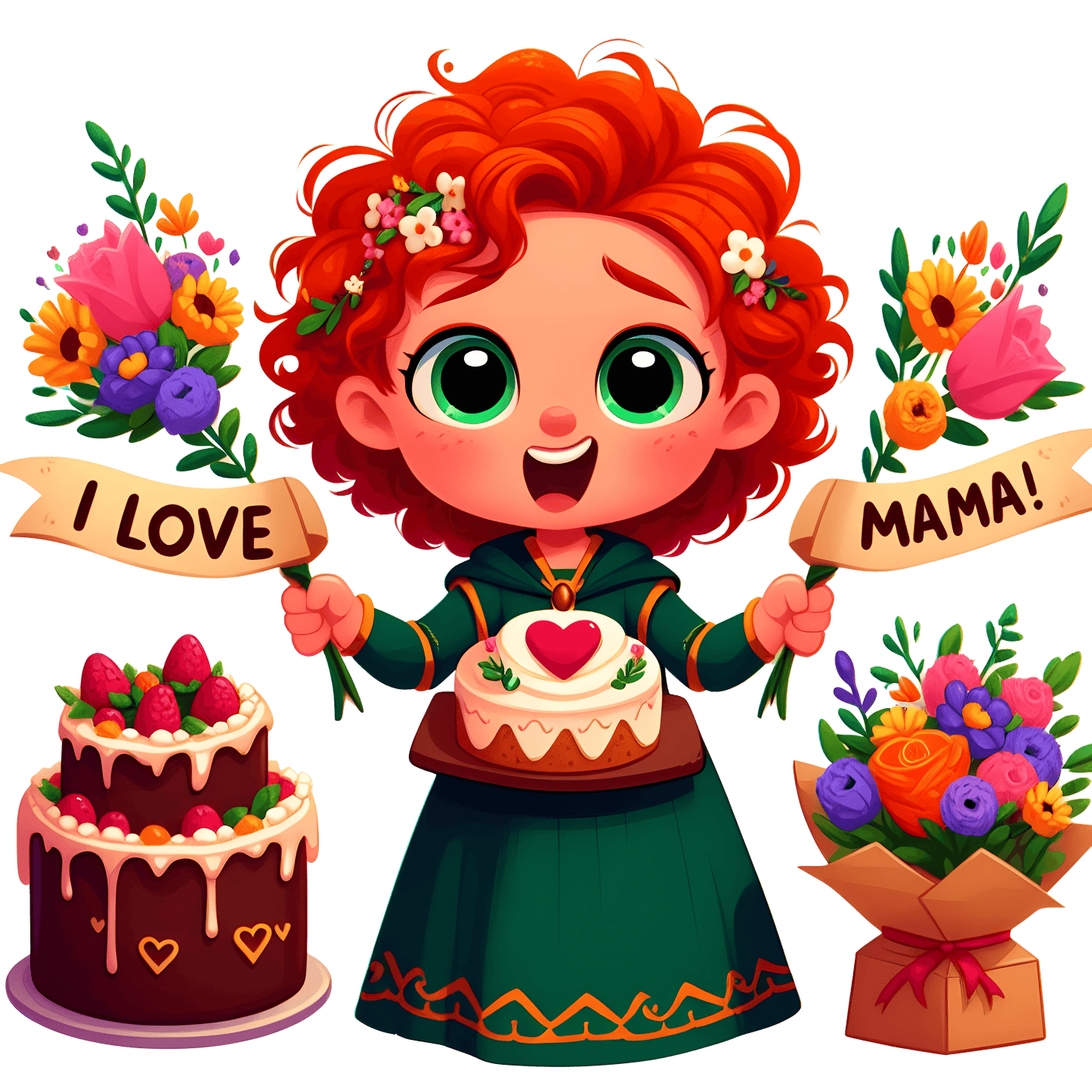 Disney Cute Merida Mother's Day Design - DTF Ready To Press