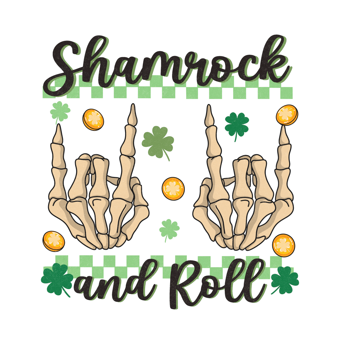 Shamrock And Roll Saint Patrick's Day Design - DTF Ready To Press