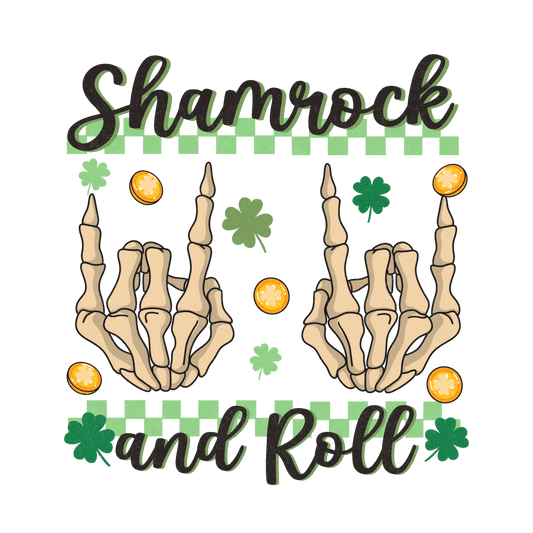 Shamrock And Roll Saint Patrick's Day Design - DTF Ready To Press