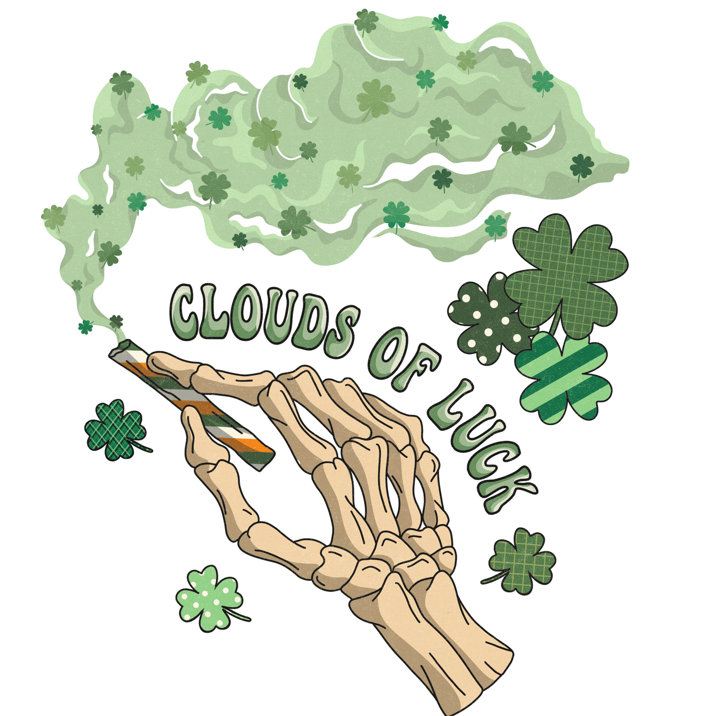 Clouds Of Luck St Patrick's Day Design - DTF Ready To Press