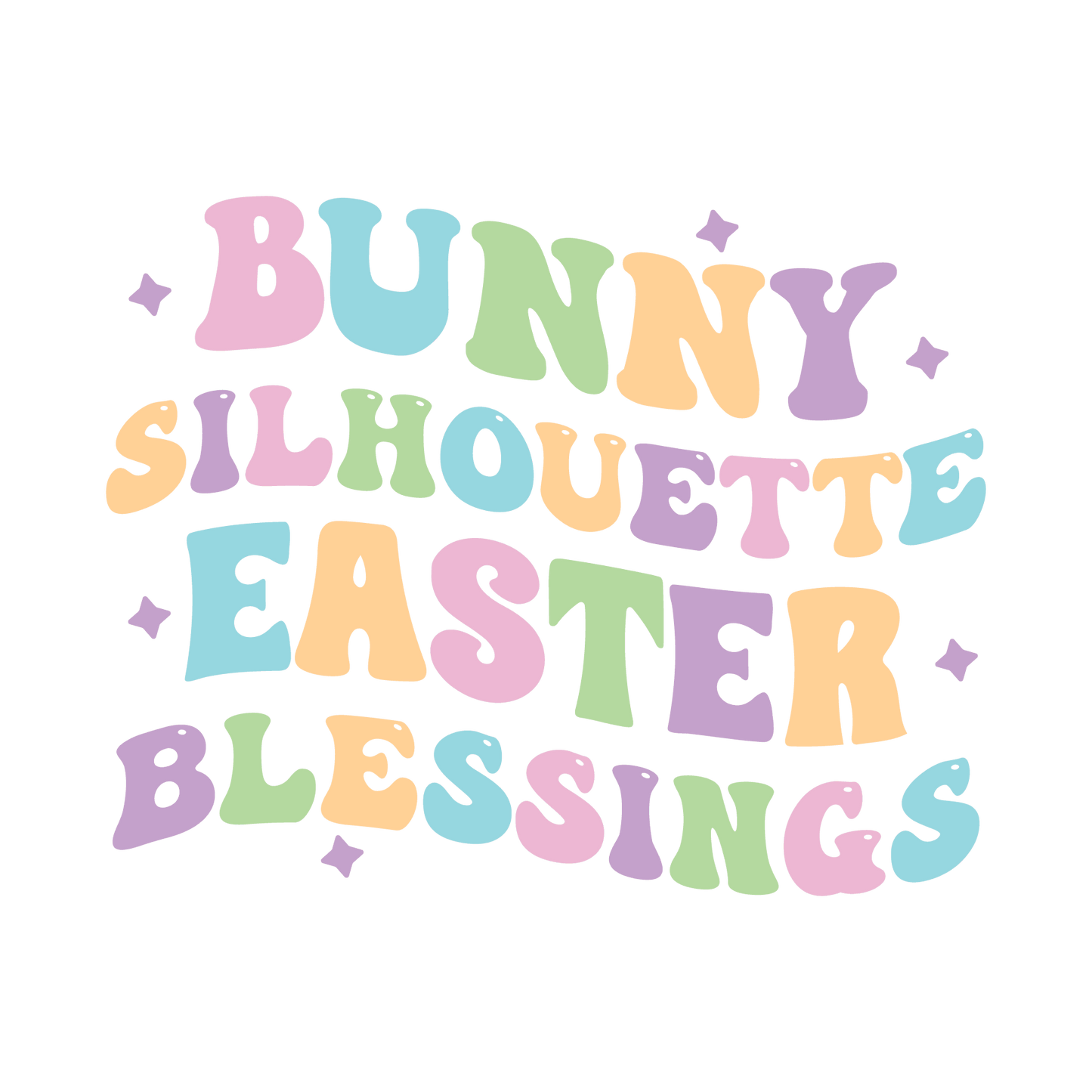 Bunny Silhouette Easter Blessings Design - DTF Ready To Press