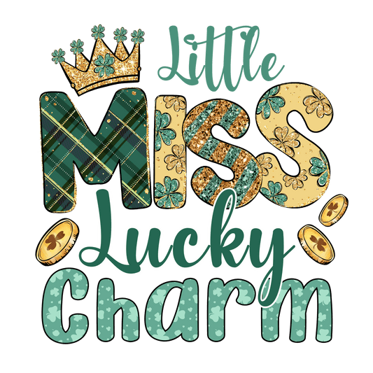Little Miss Lucky Charm Saint Patrick's Design - DTF Ready To Press