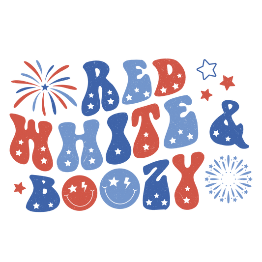 Red White Boozy Design - DTF Ready To Press