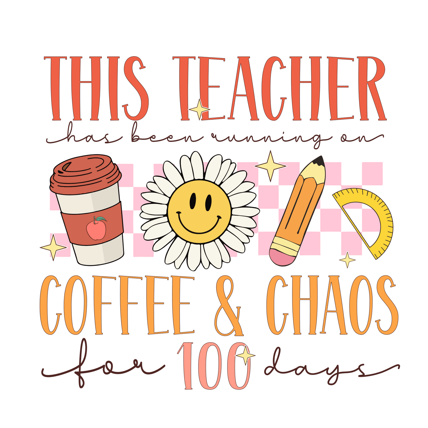 Retro 100 Days Of School Design - DTF Ready To Press