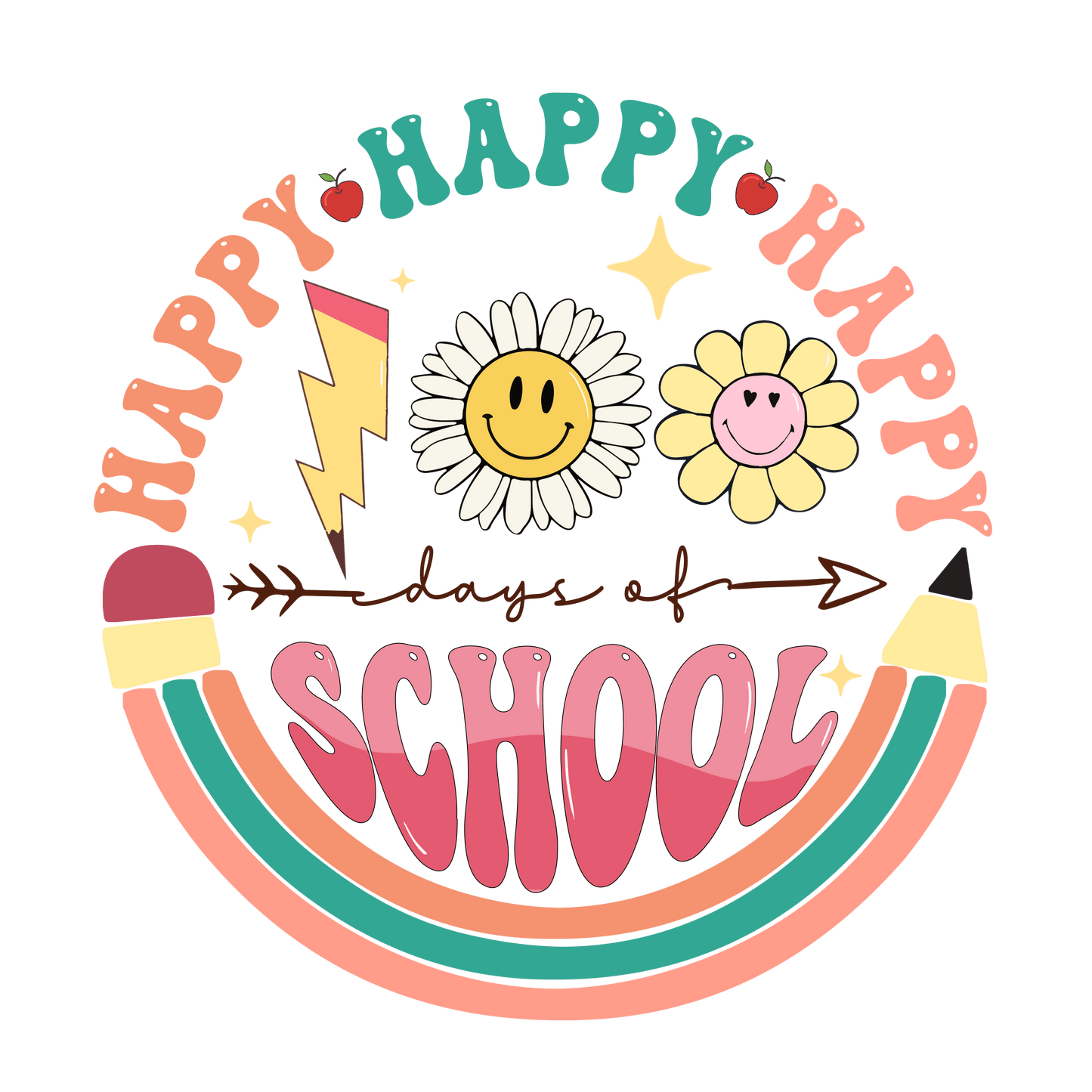 Happy 100 Days Of School Design - DTF Ready To Press