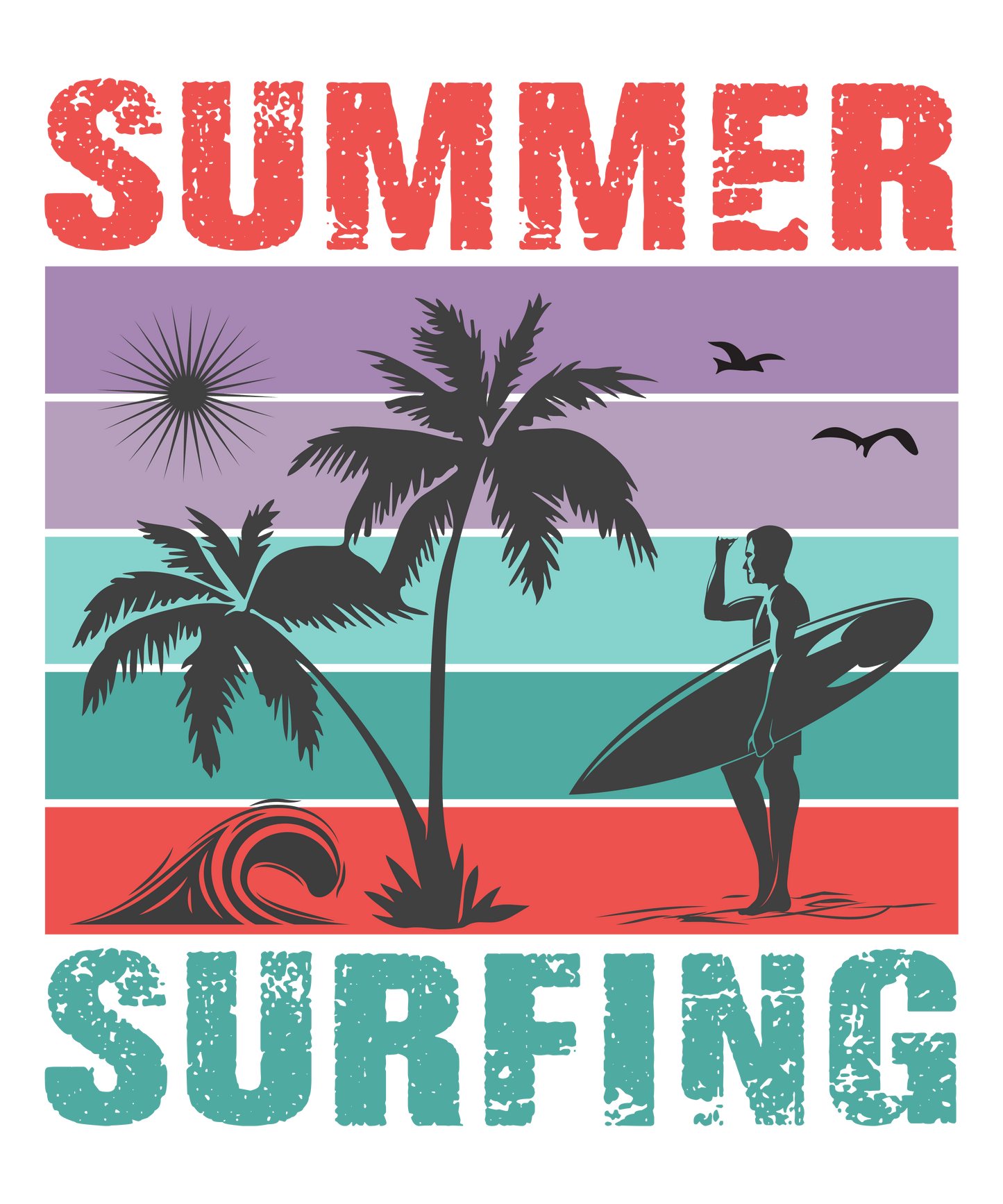 Summer Surfing Design - DTF Ready To Press