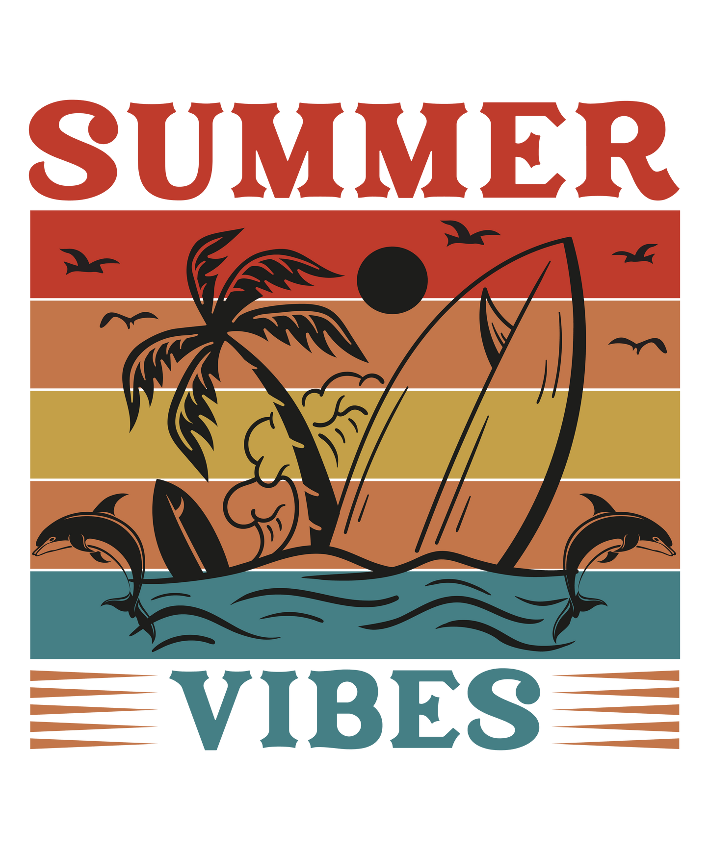 Colorful Summer Vibes Design - DTF Ready To Press