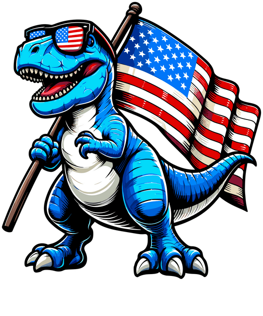 4th Of July Dinosaur Design - DTF Ready To Press