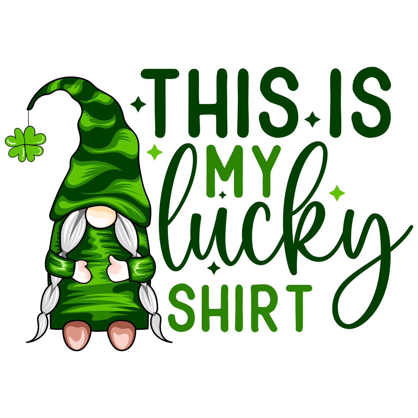 This Is My Lucky Shirt St Patrick Gnome Design - DTF Ready To Press