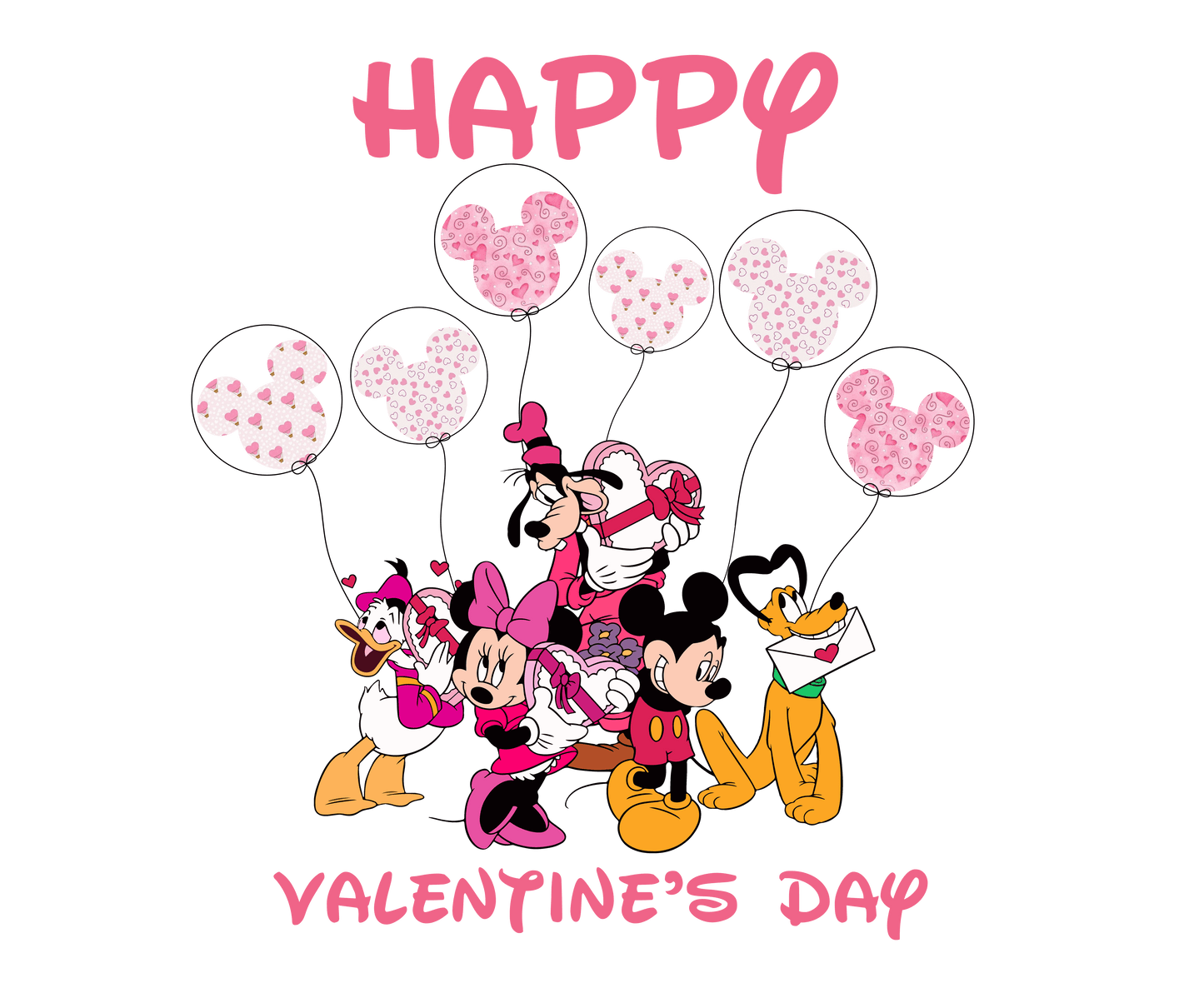 Disney Mickey Mouse Happy Valentine's Day Design - DTF Ready To Press