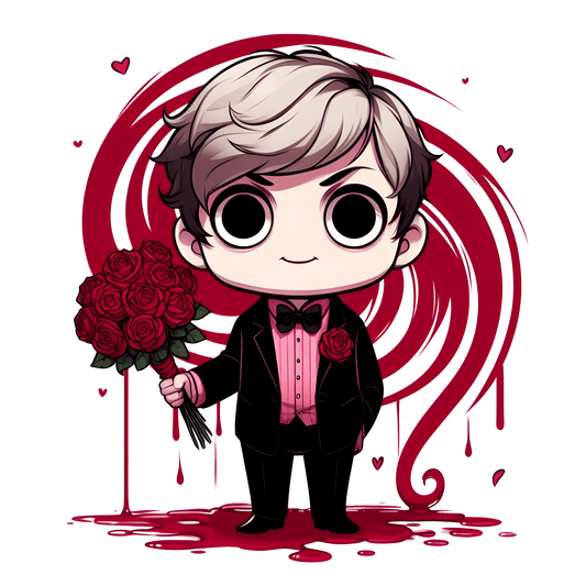 Vampire Valentine's Day Rose Design - DTF Ready To Press