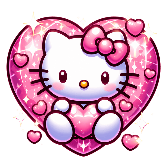 Hello Kitty Valentine Heart Design - DTF Ready To Press