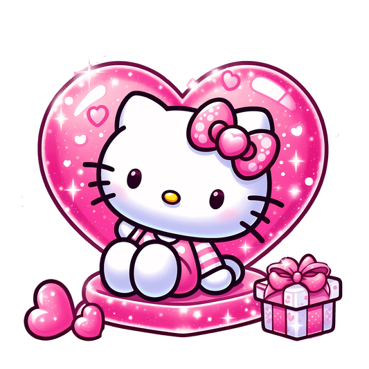 Cute Hello Kitty Valentine's Gift Design - DTF Ready To Press