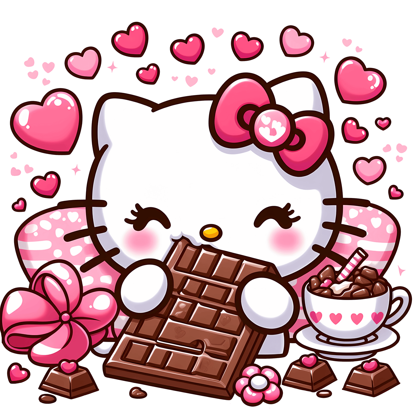 Hello Kitty Love Chocolate Valentine's Day Design - DTF Ready To Press