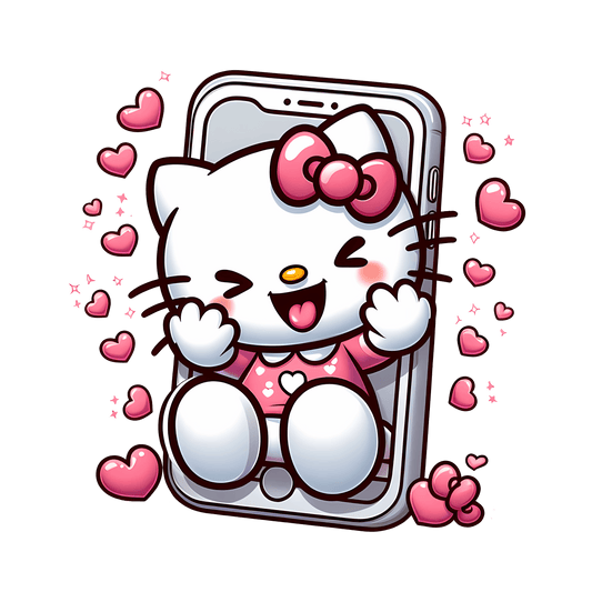 Hello Kitty Video Call Valentine's Day Design - DTF Ready To Press