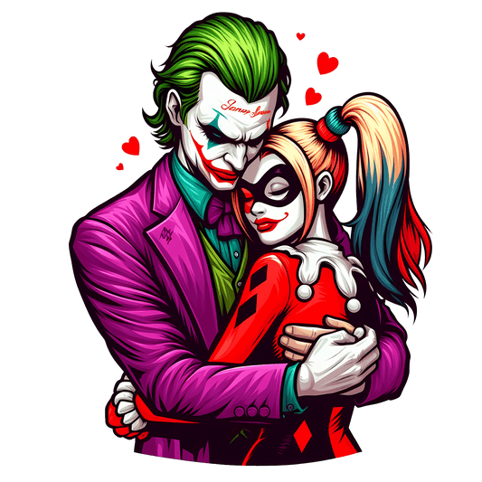 Joker And Harley Quinn Valentine's Day Hug Me Design - DTF Ready To Press