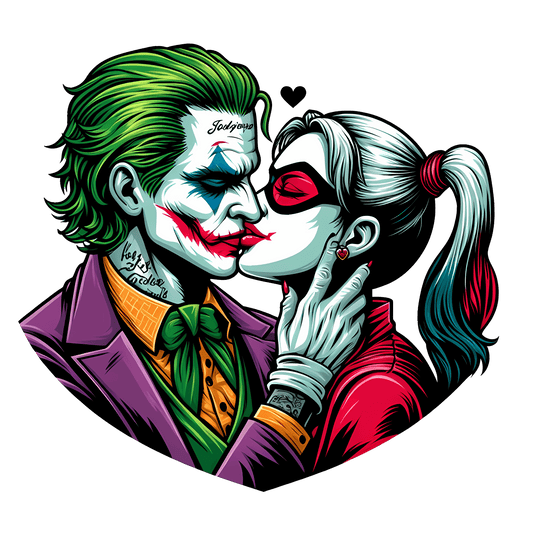 Joker And Harley Quinn Valentine's Day Kiss Me Design - DTF Ready To Press