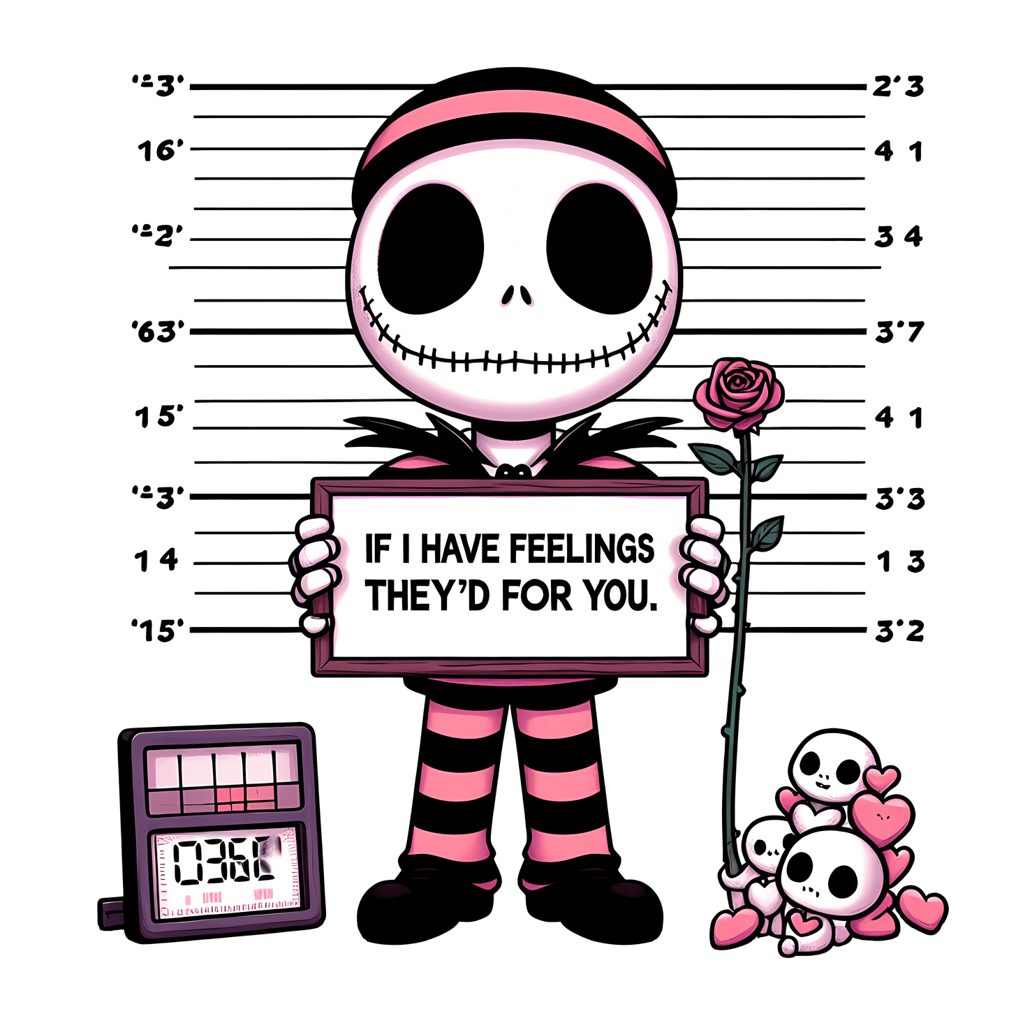 The Nightmare Before Christmas Jack Skellington If I Feelings They'd For You Valentine's Day Design - DTF Ready To Press