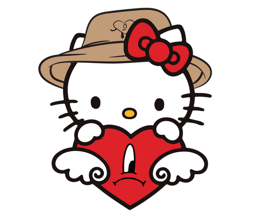 Angel Bad Bunny And Hello Kitty Love Me Valentine's Day Design - DTF Ready To Press