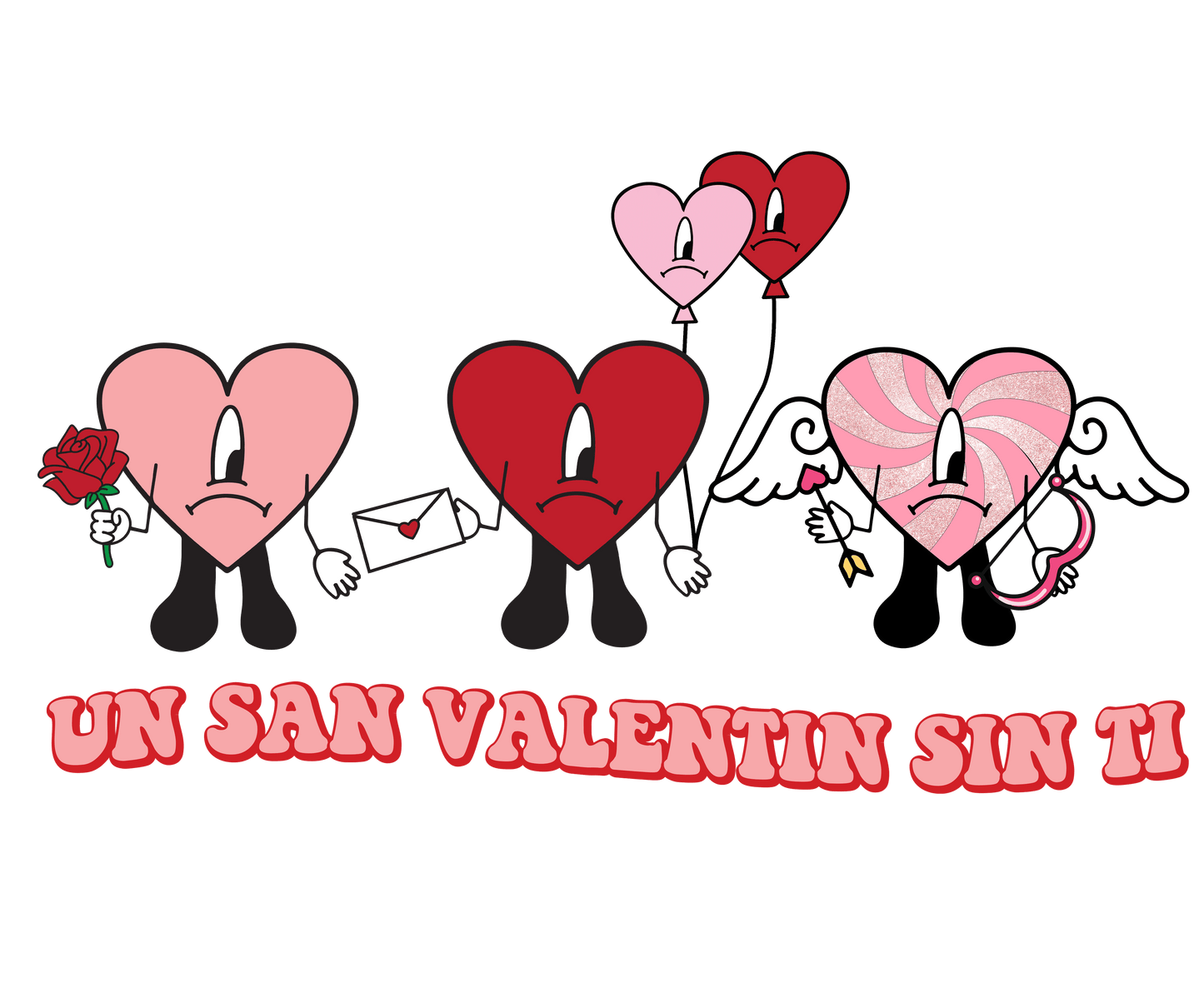 Un San Valentine Sin Ti Bad Bunny Cupid Valentine's Day Design - DTF Ready To Press