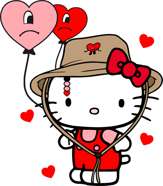 Hello Kitty And Bad Bunny Couple Valentine's Day Design - DTF Ready To Press