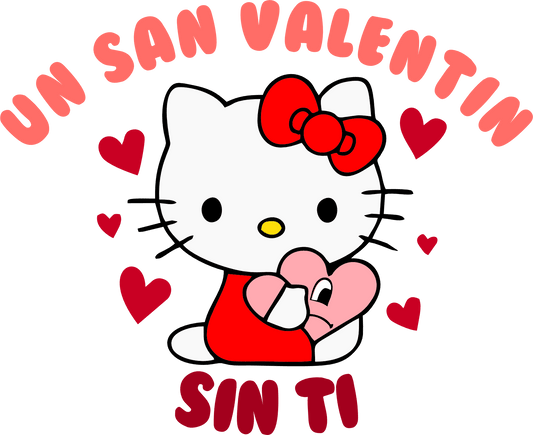 Hello Kitty And Bad Bunny Un San Valentin Sin Ti Valentine's Day Design - DTF Ready To Press