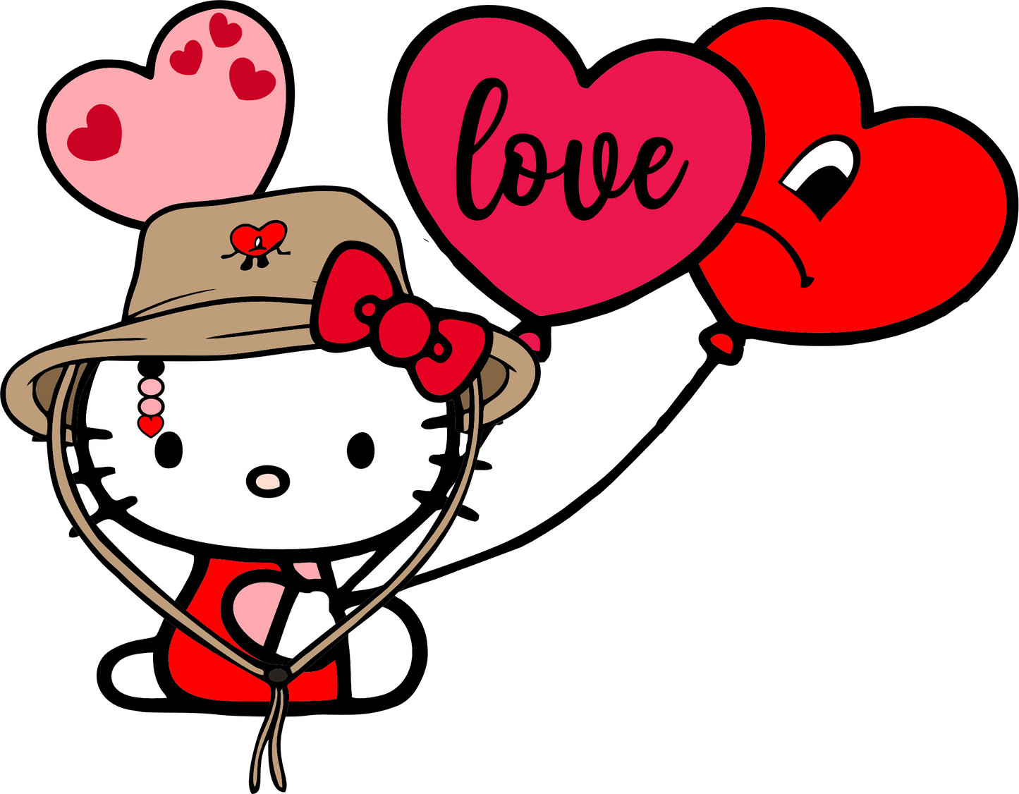 Hello Kitty And Bad Bunny Valentine's Day Love Design - DTF Ready To Press