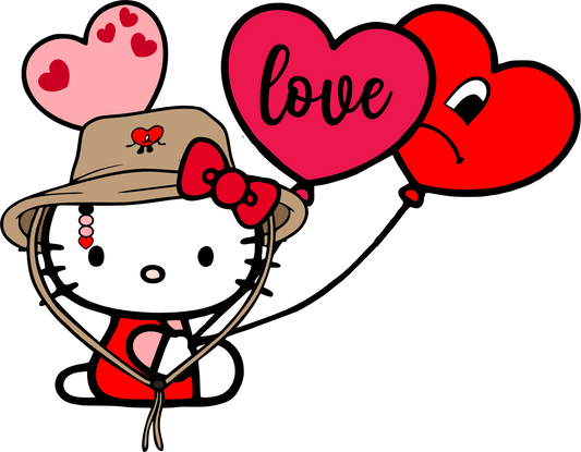 Hello Kitty And Bad Bunny Valentine's Day Love Design - DTF Ready To Press