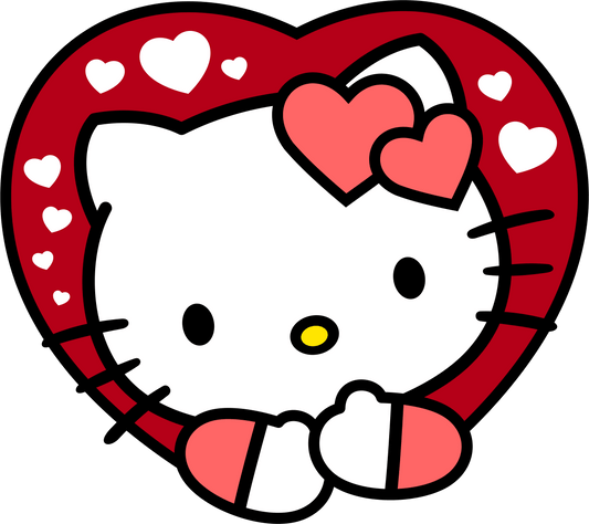 Hello Kitty Valentine's Day Heart Design - DTF Ready To Press