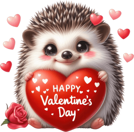 Valentine's Day Hedgehog Design - DTF Ready To Press