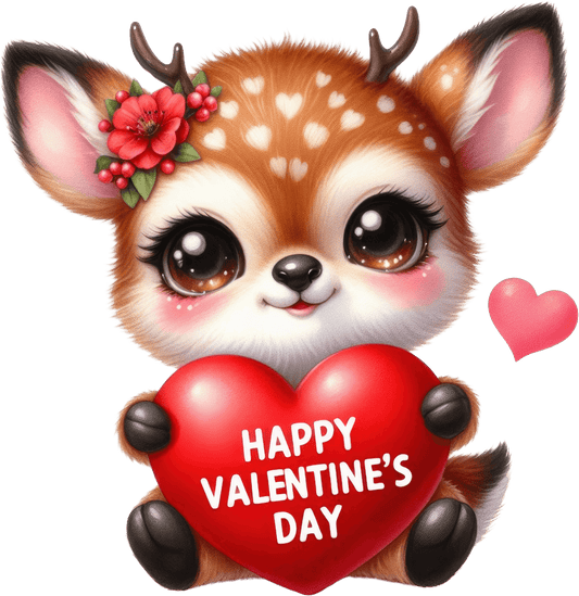 Happy Valentine's Day Deer Design - DTF Ready To Press