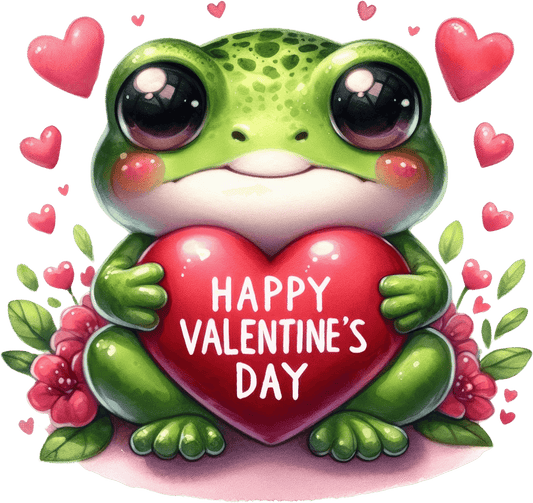 Happy Valentine's Day Frog Design - DTF Ready To Press