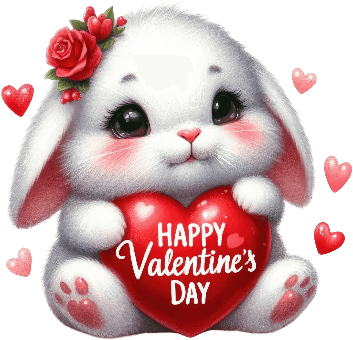 Happy Valentine's Day Bunny Design - DTF Ready To Press