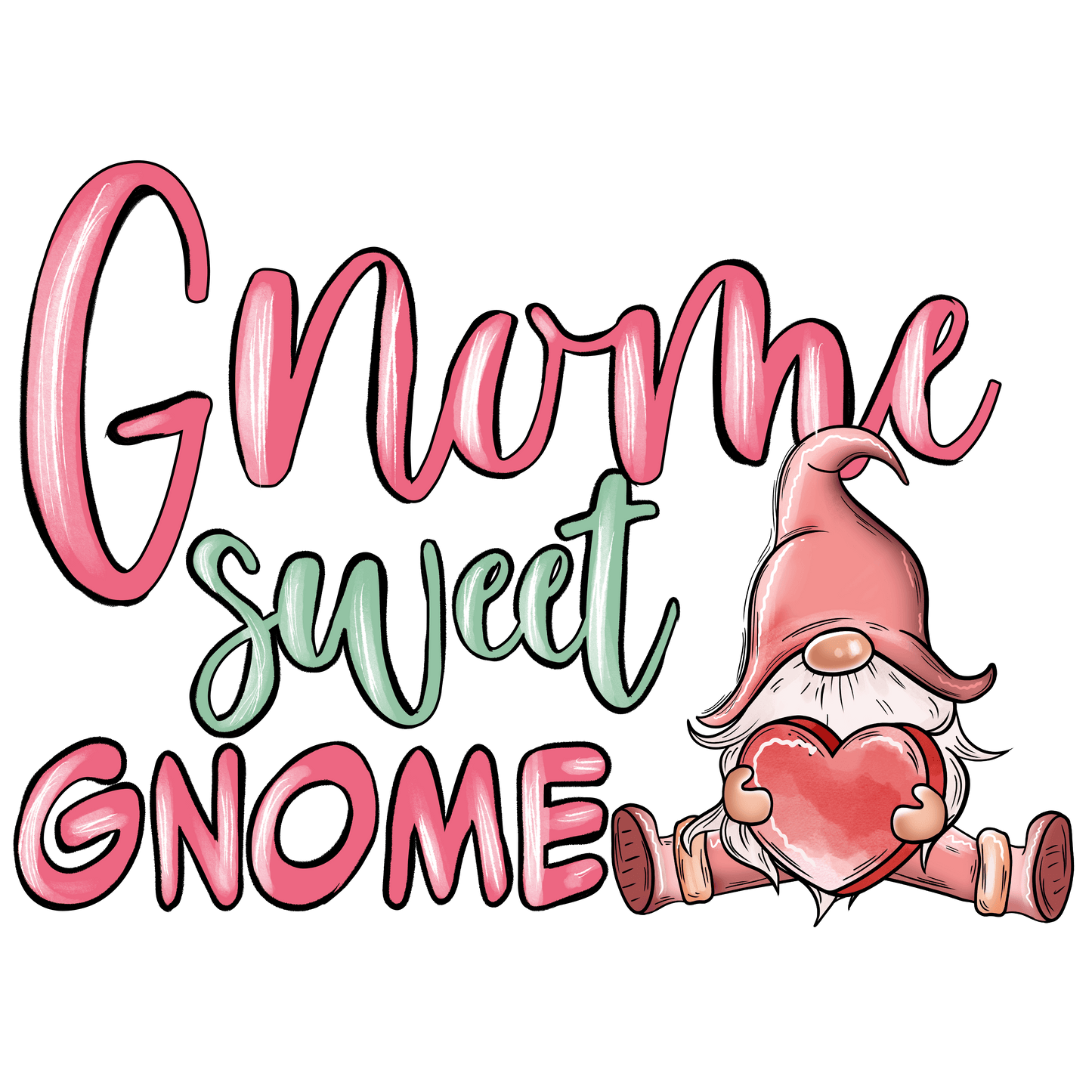 Gnome Sweet Gnome Valentine's Day Design - DTF Ready To Press