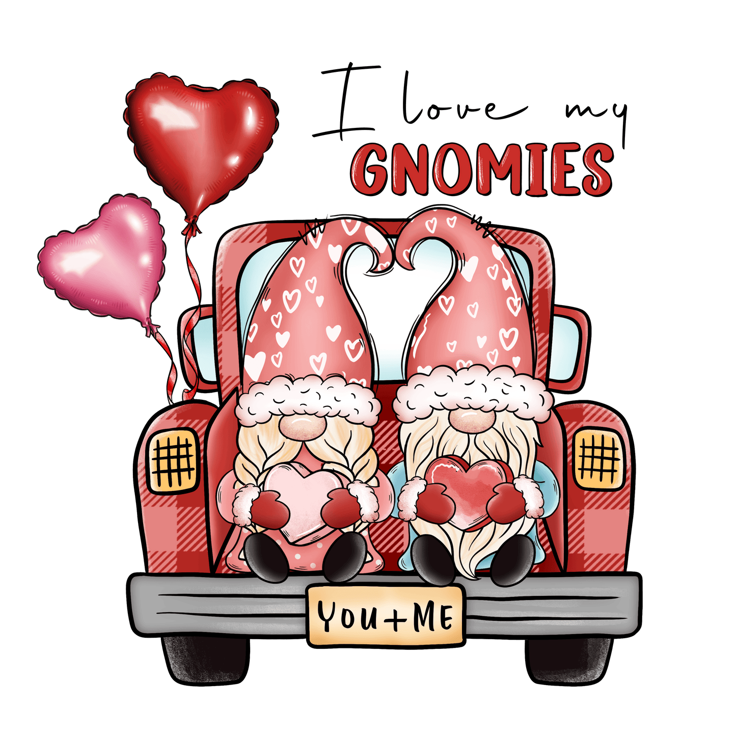 I Love My Gnomies Valentine's Day Truck Design - DTF Ready To Press