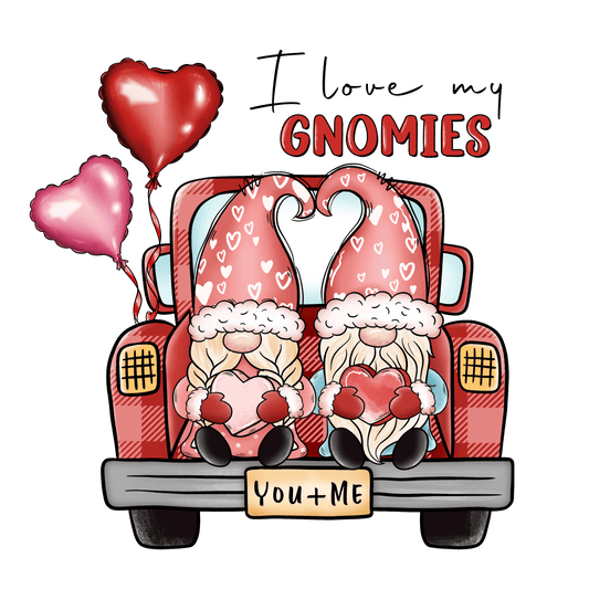 I Love My Gnomies Valentine's Day Truck Design - DTF Ready To Press