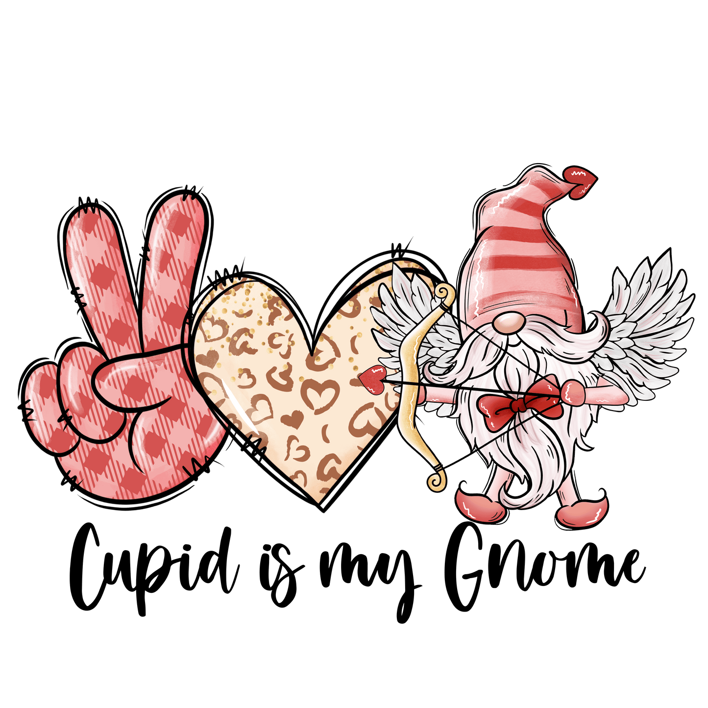 Cupid Is My Gnome Valentine's Day Design - DTF Ready To Press