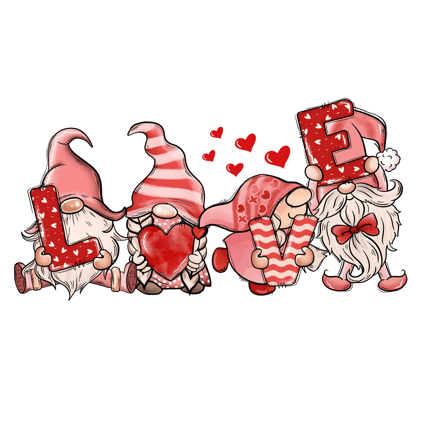 Gnome Love Valentine's Day Design - DTF Ready To Press