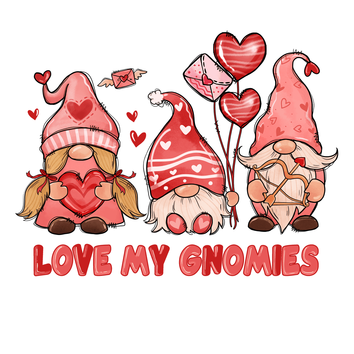 Love My Gnomies Valentine's Day Design - DTF Ready To Press