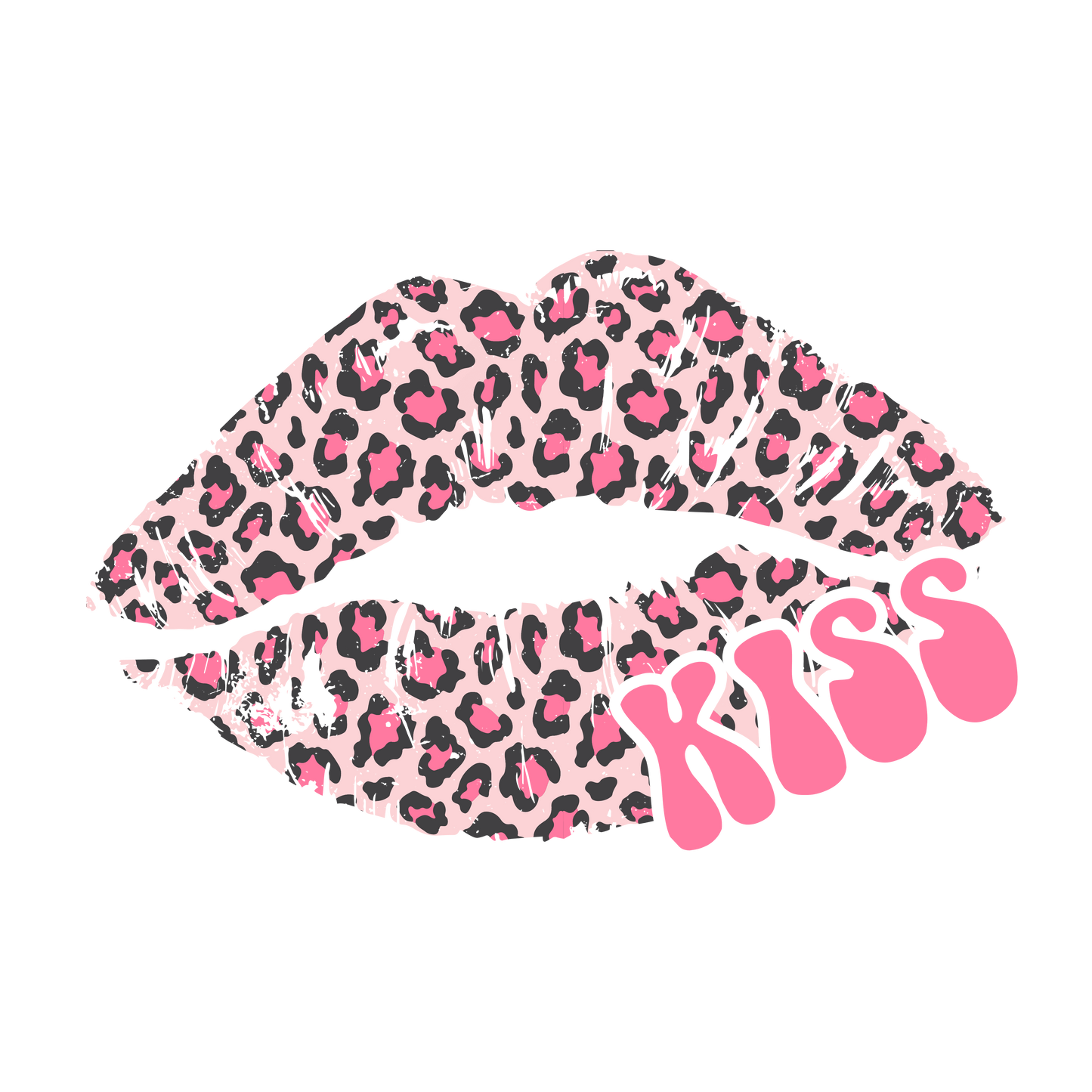 Kiss Valentine's Day Leopard Design - DTF Ready To Press