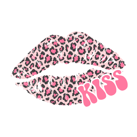 Kiss Valentine's Day Leopard Design - DTF Ready To Press